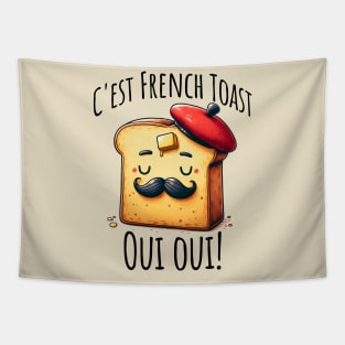 C'est Le Toast Francais Anthropomorphic Toast with Beret Tapestry