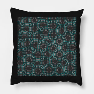 gray circles with cyan large Pillow