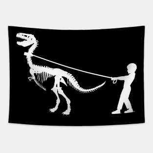 Dinosaur fossil and little boy Tapestry