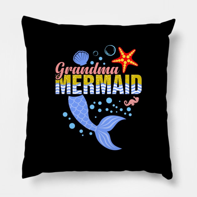 Grandma mermaid Pillow by captainmood