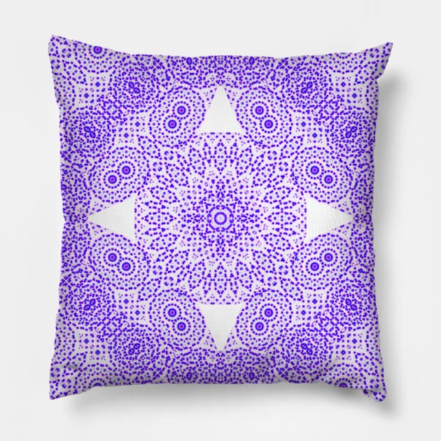 pointillist kaleidoscope in purple Pillow by hereswendy