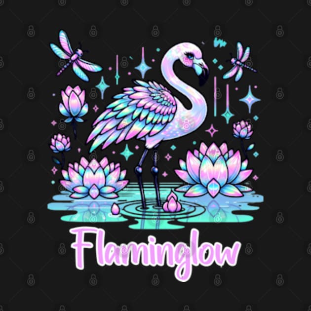 Flamingo Holographic Pastel Kawaii Cute Bird Chibi by Lavender Celeste