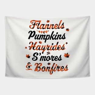 Flannels Pumpkins Hayrides Smores Bonfires Fall Thanksgiving Tapestry