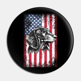 Patriotic Dachshunds American Flag Pin