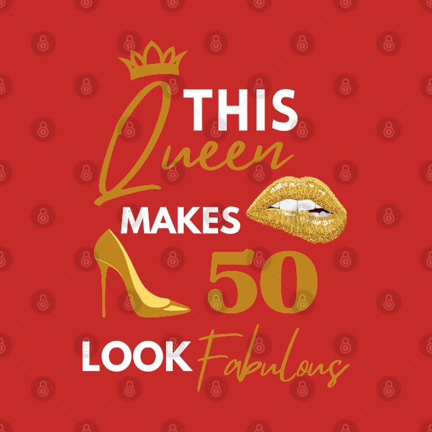 Funny Queen Birthday Quote 50th and fabulous Cool Heels fifty birthday Gift For Her by WassilArt