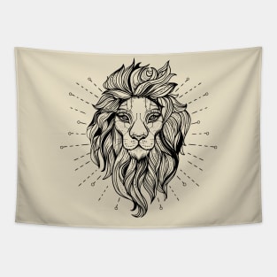 Lion portrait in geometric tattoo style with dots and circle shapes Tapestry