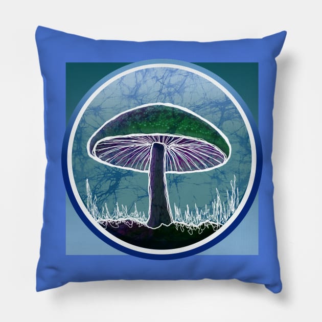 Mushroom Batik Style Deadhead Design Pillow by Aurora X