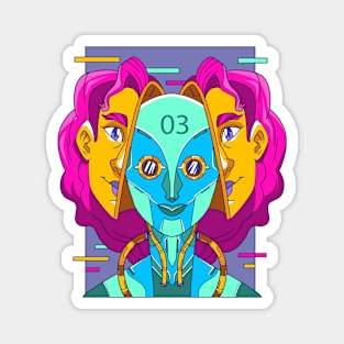 Technology Robot Girl Magnet