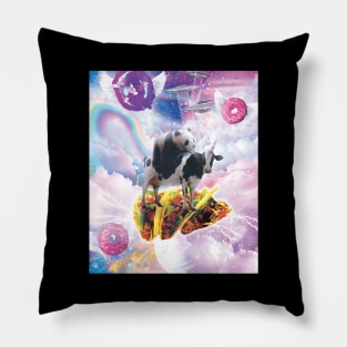 Space Panda Riding Cow Unicorn - Taco & Donut Pillow