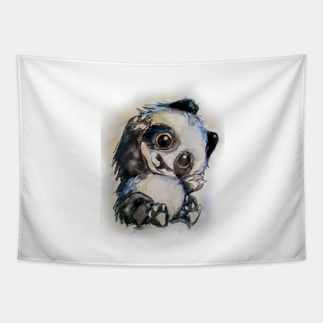 Cute watercolour baby panda Tapestry by myriamaubry