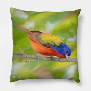 Painted Bunting painted by me Pillow