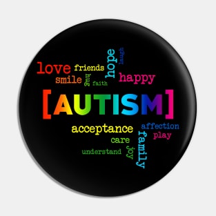 Autism Acceptance Colorful Words Pin