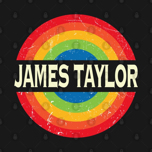 Personalized James Name Retro Rainbow Circle Distressed Style by Roza Wolfwings