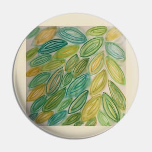 Watercolor Leaves in blue green yellow teal Pin