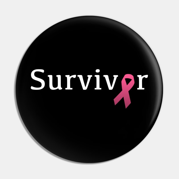 Breast Cancer Survivor Shirt with Pink Ribbon Pin by mangobanana