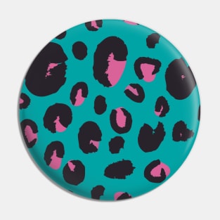 Pink on Teal Leopard Pin