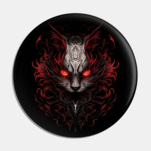 Red Cat Devil: A Gothic-Inspired Feline Temptation Pin