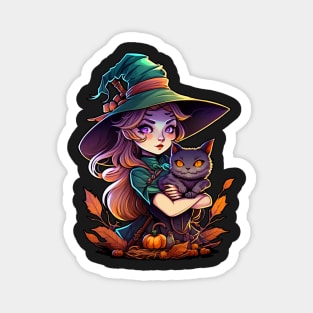 Witch and her Cat Magnet