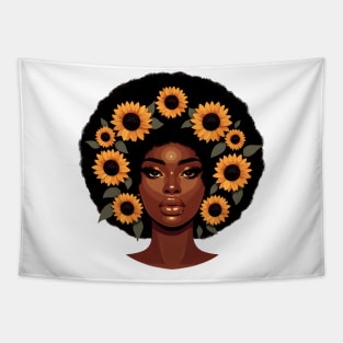 Afrocentric Woman Flowers Tapestry