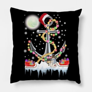 Christmas Lights Anchor Boating Sailing Funny Boat Xmas Gift Pillow