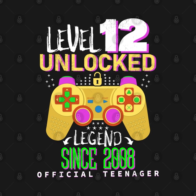 Official Teenager Level 12 Unlocked 12th gamer birthday gift by angel