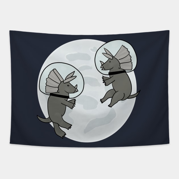 Dinosaurs on the moon Tapestry by Antiope