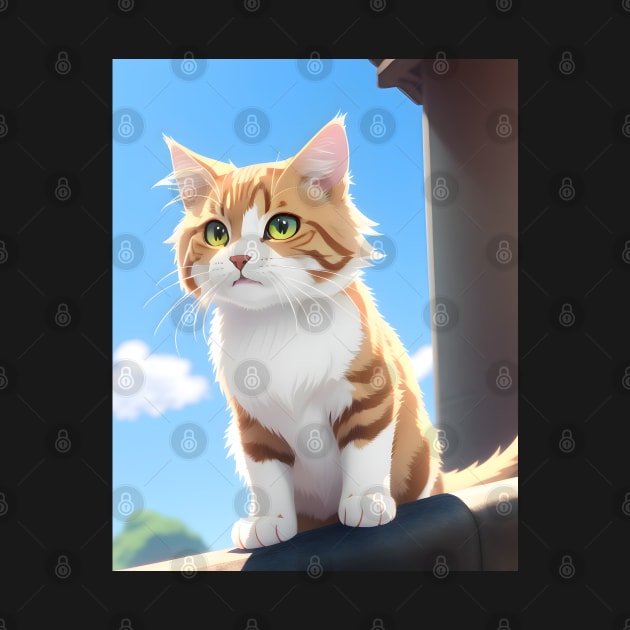 Adorable Cat Illustration- Modern Digital Art by Ai-michiart