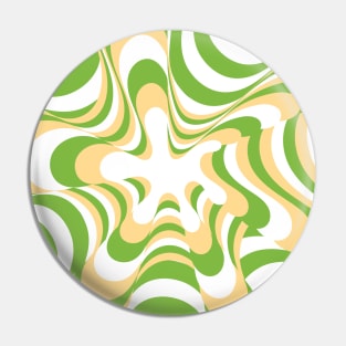 Abstract Groovy Retro Liquid Swirl Green Yellow Pattern Pin