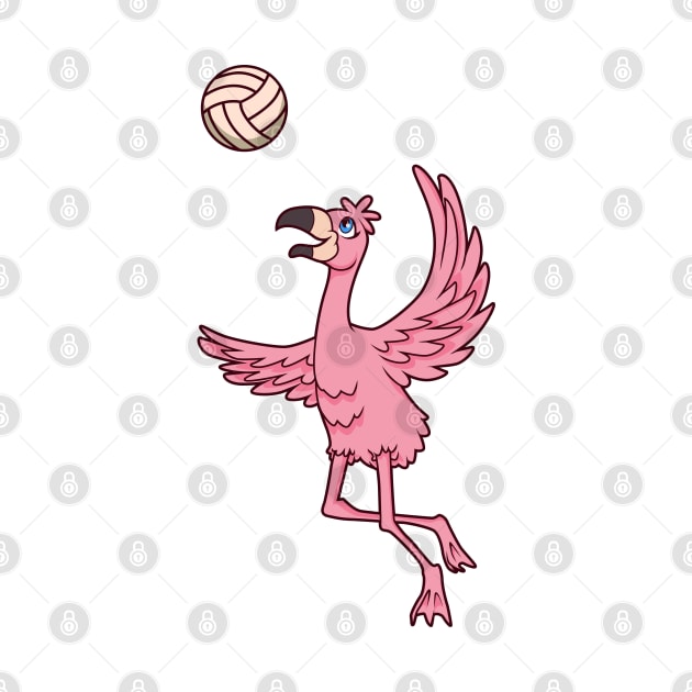 Cartoon flamingo playing volleyball by Modern Medieval Design