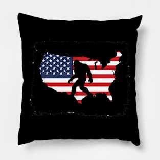 Bigfoot Sasquatch American Flag Pillow