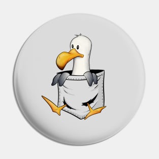 Funny Sea-Bird Drawing Cute Seagull In Pocket Pin