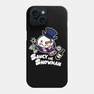 Saucy The Snowman - Frosty Humor - White Outlined, Color Version 1 Phone Case