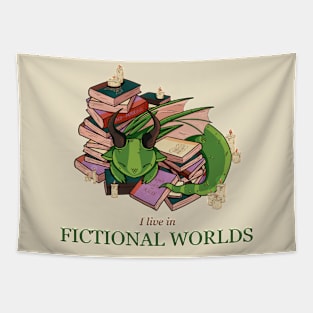 Aesthetic Book Dragon – Cozy Fantasy Daydreaming Kawaii Design Tapestry