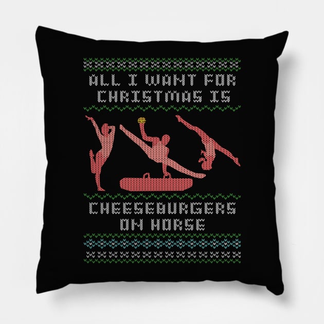 Cheeseburgers On Horse Pillow by GymCastic