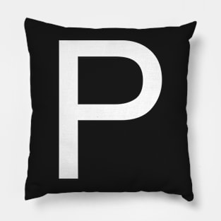 Helvetica P in white Pillow