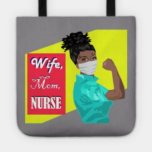 Gift for Black Nurse Gift with Wife, Mom, Nurse Slogan Tote