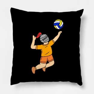 Cute cartoon knight playing volleyball Pillow