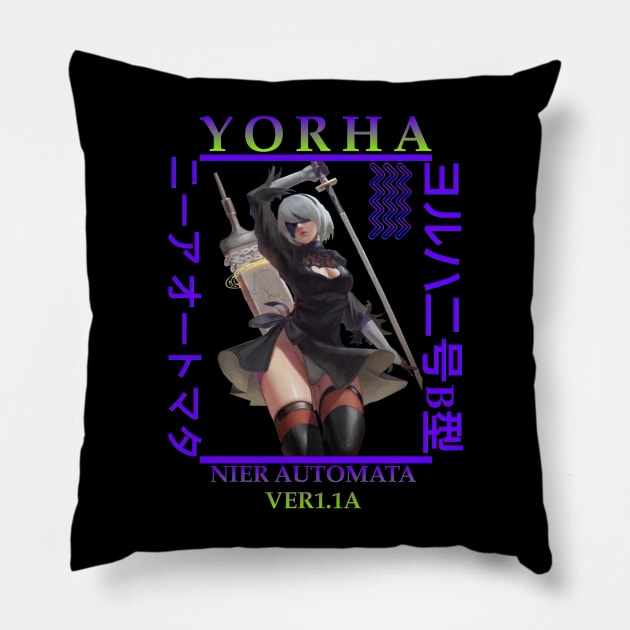 YoRHa 2-gou B-gata Nier Automata Pillow by HammiltenJohn