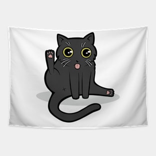 Funny Black Cat Licking Butt Tapestry