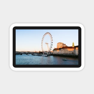 London Eye beautiful sundown near river thames Magnet