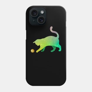 green sky cat pay with planet Phone Case