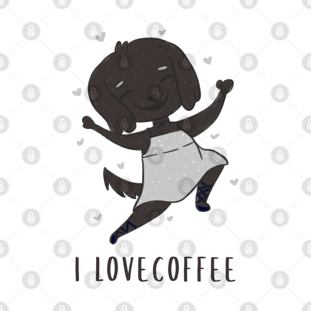 i love coffee funny cute dog by AA