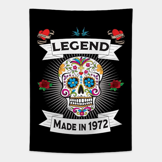 51st Birthday - Sugar Skull Legend Made In 1972 Tapestry by Kudostees