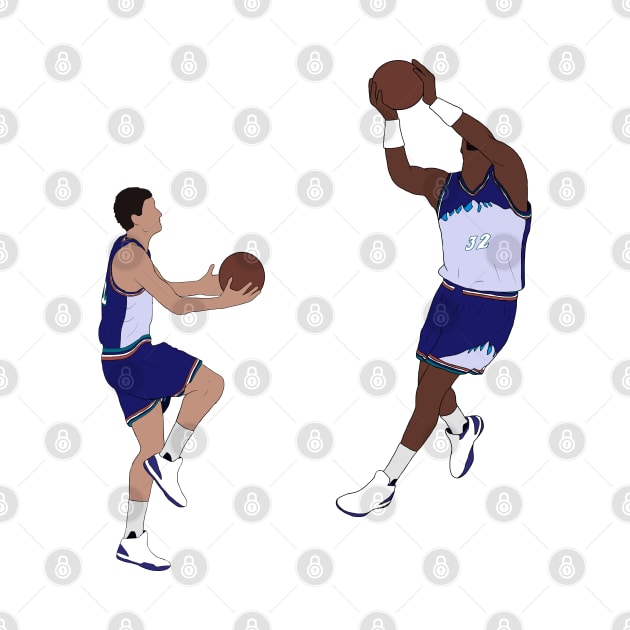 John Stockton Alley Oop To Karl Malone by rattraptees