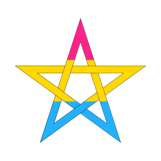 Pansexual Flag Pentagram (in black) T-Shirt