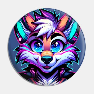 Cyberpunk Neon Furry Anthro Fox Pin