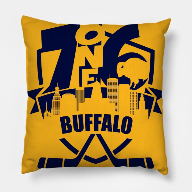 716 Buffalo Hockey 1 color Pillow by AssortedRealitee