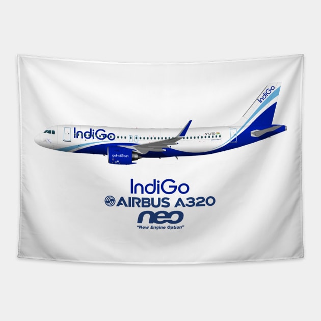 Illustration of IndiGo Airbus A320 NEO VT-ITD Tapestry by SteveHClark