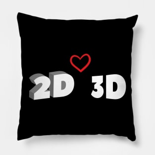 2D and 3D love funny design for minimalist Pillow