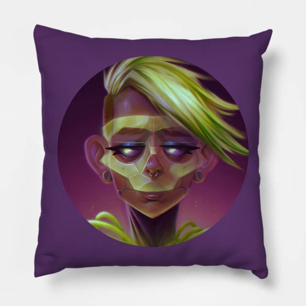 Cyberpunk  skull Pillow by ivanOFFmax